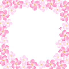 水彩の桜の花の華やかなフレーム　正方形