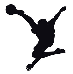 silhouette of a person doing overhead kick football match soccer player