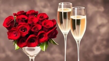 シャンパンとバラ