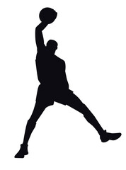 Male basketball player dunk the nett silhouette vector art
