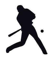 Male baseball player batter batting a ball silhouette vector art