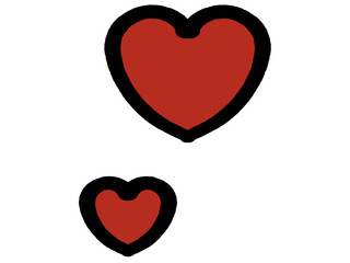 浮かぶ二つのハートマークイラスト素材　赤
