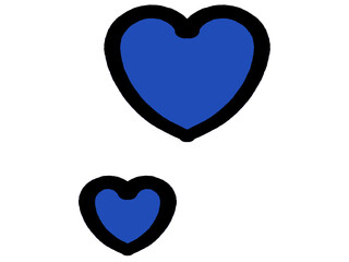 浮かぶ二つのハートマークイラスト素材　青