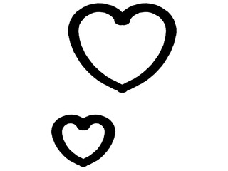 浮かぶ二つのハートマークイラスト素材　透過