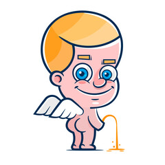 Cute Cartoon Christmas angel boy isolated on white