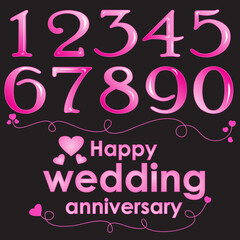 Pink numbers with wedding anniversary text