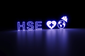 HSE neon concept self illumination background 3D illustration