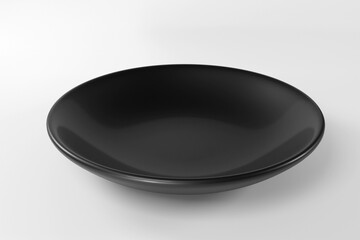 Empty black plate isolated on white background