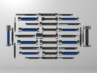 Cylindrical Type Plug Gauge Set 3D Rendering