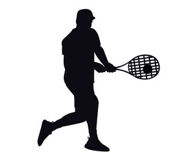 tennis player and ball silhouette vector illustration art