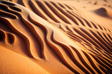 Fototapeta na wymiar Close-up view of sand dunes pattern generative AI
