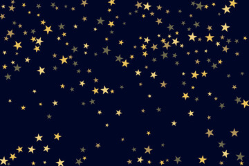 Star confetti. Gold casual confetti background. Bright design pattern.