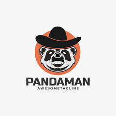 Panda man illustration logo design