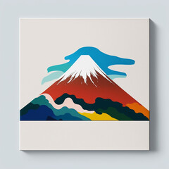 Minimalist representation of Mount Fuji, Japan