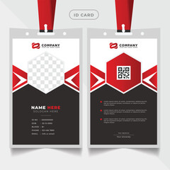 Corporate Id card design with Modern Identity Card Template. Id card with lanyard set isolated vector illustration