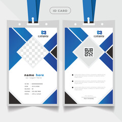 Corporate Id card design with Modern Identity Card Template. Id card with lanyard set isolated vector illustration