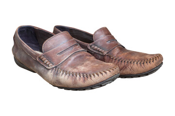 old worn shoes isolated from background