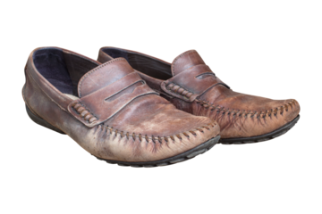 old worn shoes isolated from background