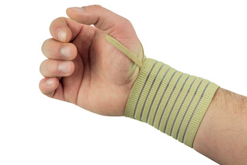 Fototapeta premium wrist bandage, arm fixation during stretching, extension or injury