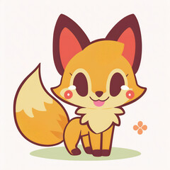 Fototapeta premium Cute fox in manga style - generated by Generative AI 