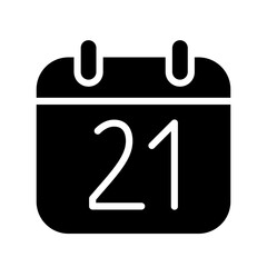 Silhouette calendar 21 dates isolated vector illustration