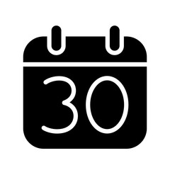 Silhouette calendar 30 dates isolated vector illustration