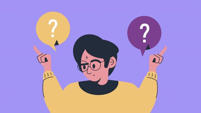 man choosing two directions character