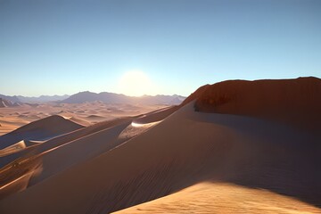 Naklejka na ściany i meble Desert in the country, Hot shara desert, Sandstorm desert