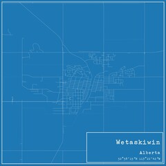 Blueprint Canadian city map of Wetaskiwin, Alberta.