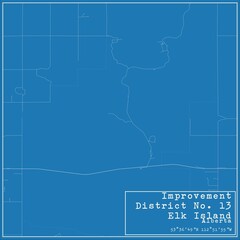 Blueprint Canadian city map of Improvement District No. 13 Elk Island, Alberta.