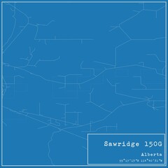 Blueprint Canadian city map of Sawridge 150G, Alberta.