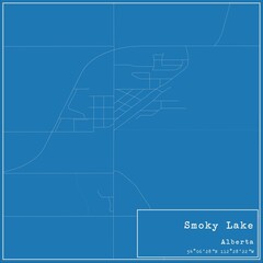 Blueprint Canadian city map of Smoky Lake, Alberta.