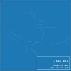 Blueprint Canadian city map of Echo Bay, Saskatchewan.
