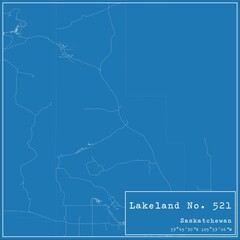 Blueprint Canadian city map of Lakeland No. 521, Saskatchewan.