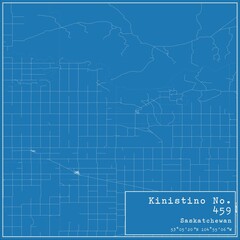 Blueprint Canadian city map of Kinistino No. 459, Saskatchewan.