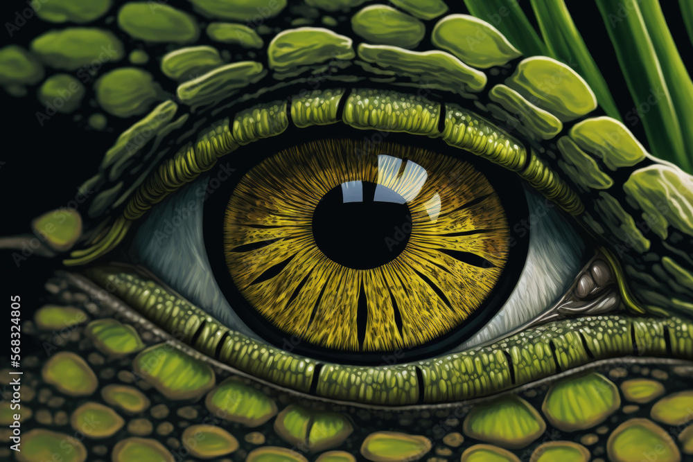 Canvas Prints close up of a crocodile's eyeballs, skin, and eyes in the Florida Everglades. Generative AI