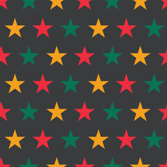 Colorful stars on Black background vector repeat pattern