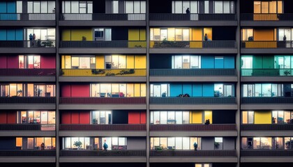 Obraz premium The facade of a modern office or apartment building features windows and balconies. generative ai