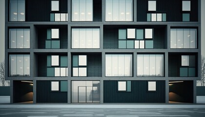Obraz premium The facade of a modern office or apartment building features windows and balconies. generative ai