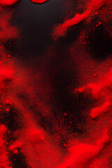 Splash of red powder on black marble background with a grunge texture. Generative AI