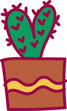 Hand-Drawn Cactus Valentine's Day Illustration