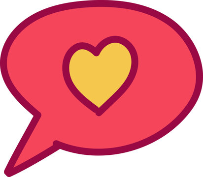 Love Chat: Hand-Drawn Valentine's Day Chat Bubble with Heart Icon Illustration