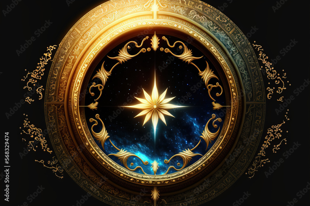 Poster traditional gold dial the arrows depict a complete circle. it stands for the endlessness of time. wi