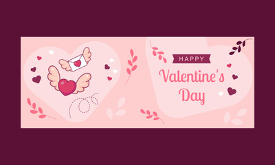 Flat valentine's day social media cover template. - Vector.