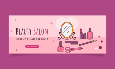 Flat beauty salon social media cover template. - Vector.