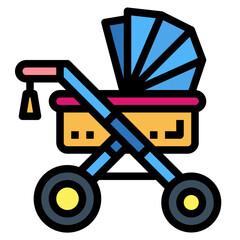 stroller filled outline icon style