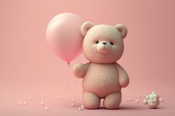 teddy bear with a balloon, generative ai