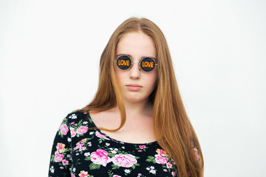 Redhead Hipster Teen Girl In Stylish Outfit