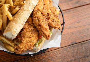 Fried Fish Sandwich on French Bread