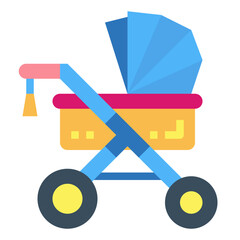 stroller flat icon style